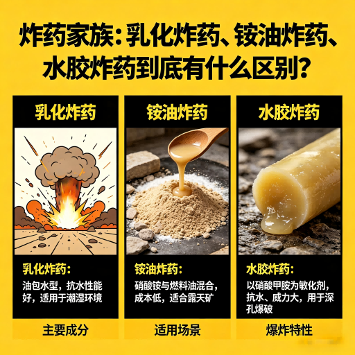 城中炸药家族：乳化炸药、铵油炸药、水胶炸药到底有什么区别？